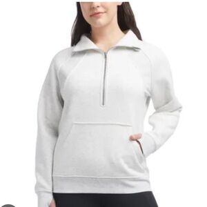 Danskin Light Gray Funnel Neck Quarter Zip Dupe Sweatshirt - Large